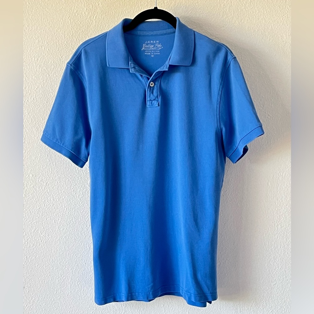 J. Crew Vintage Short Sleeve Polo Size Medium Ocean Blue Size Medium